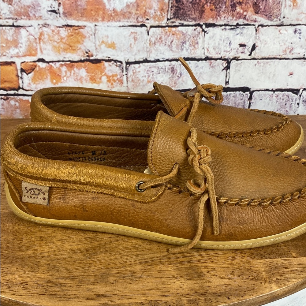 Laurentian Chief Men's Brown Leather Slip On Moccasins Sz 43 - Picture 3 of 16